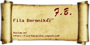 Fila Bereniké névjegykártya